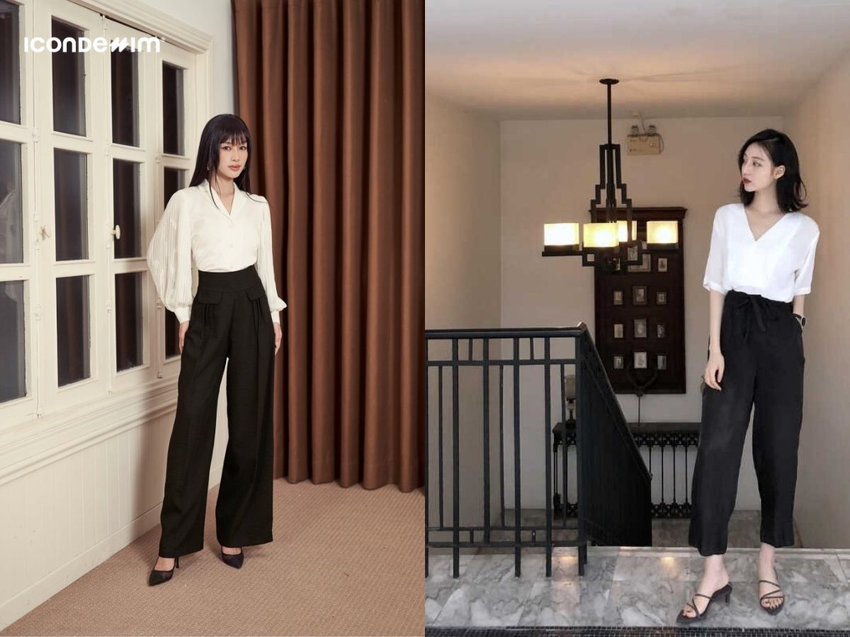 Phối đồ tết nữ áo sơ mi kiểu cách với quần culottes