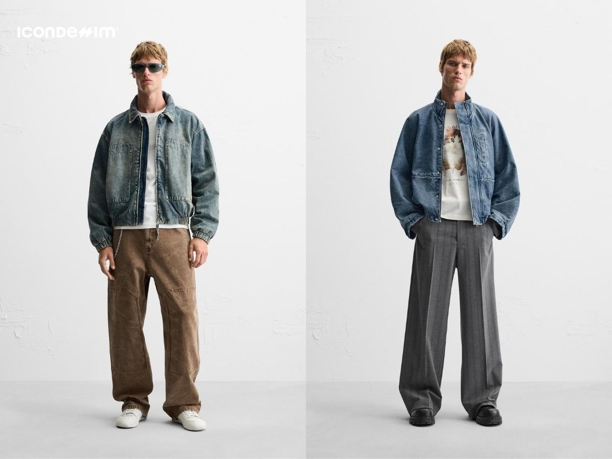 Áo khoác oversize với quần jeans ống rộng