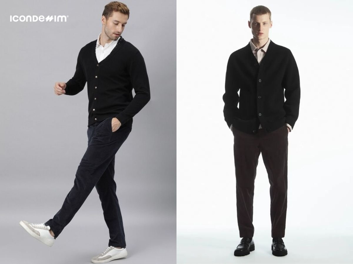 Set đồ cardigan với quần tây, áo sơ mi phong cách Dark Academia