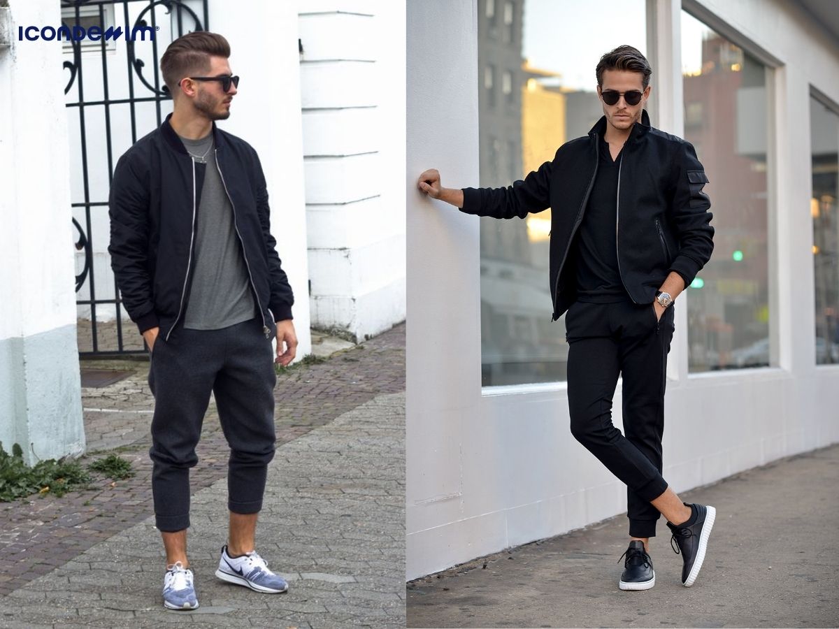 Phong cách quần jogger nam với  áo khoác bomber
